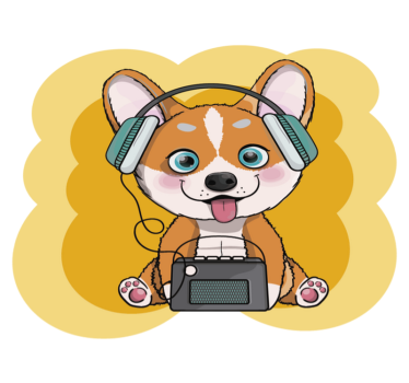 Vinyl tapijt meer kinderen puppy hoofdtelefoon illustratie - TenStickers