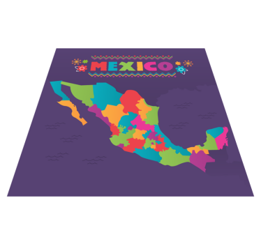 Kleurrijke kaart van mexico vinyl tapijt wereldkaart - TenStickers