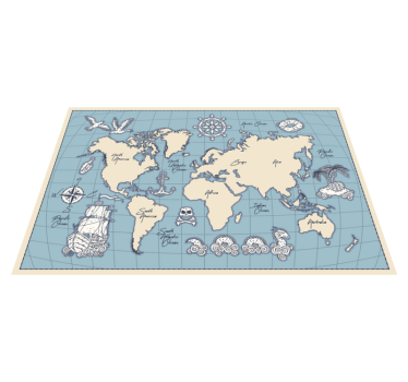 Maritieme wereldkaart vinyl tapijt wereldkaart - TenStickers
