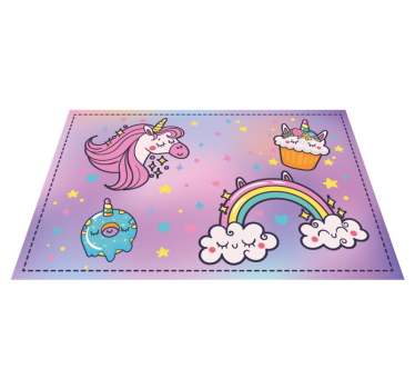 Eenhoorn fantasie thema vinyl tapijt meer kinderen - TenStickers