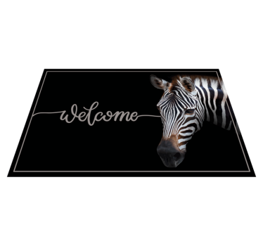Zebra welkom grafisch vinyl tapijt zinnen en teksten - TenStickers