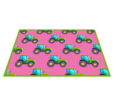 Tractoren op roze achtergrond vinyl tapijt kind - TenStickers