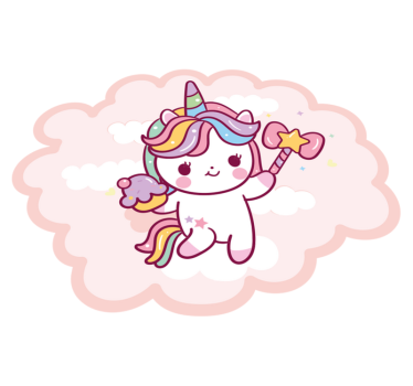 Baby eenhoorn met toverstaf vinyl tapijt kind - TenStickers