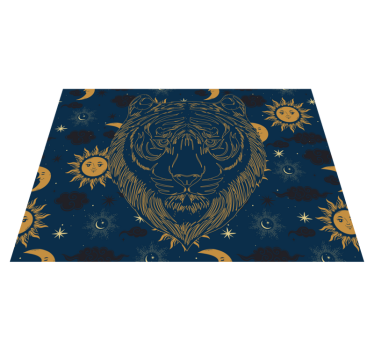 Tijger en zonnen vinyl vloerkleed dierenprint - TenStickers