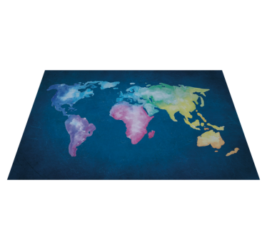 Vinyl tapijt wereldkaart aquarel wereldkaart - TenStickers