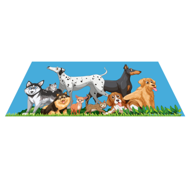 Honden verzamelen vinyl tapijt meer kinderen - TenStickers