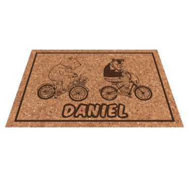 Fietsende beren met naam vinyl tapijt meer kinderen - TenStickers
