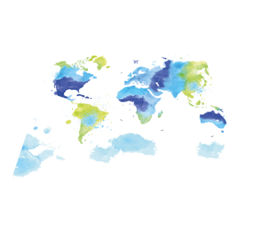 Blauw en groen aquarel vinyl tapijt wereldkaart - TenStickers