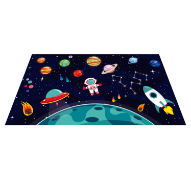 Kosmische expeditie-instelling vinyl tapijt sterren - TenStickers