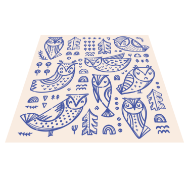 Grillige uilenpatronen vinyl tapijt kind - TenStickers