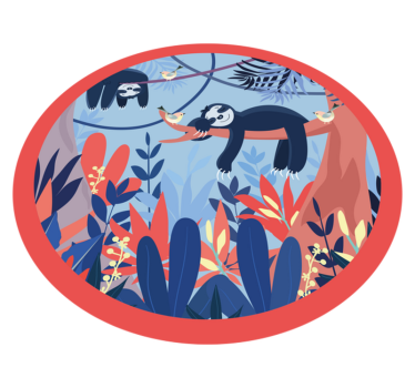 Luiaard jungle scène vinyl vloerkleed dierenprint - TenStickers