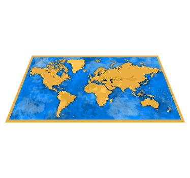 Gouden en blauwe kaart vinyl tapijt wereldkaart - TenStickers