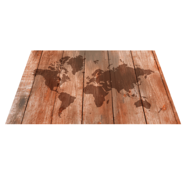 Houten kaarteffect vinyl tapijt wereldkaart - TenStickers