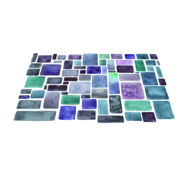 Blauwe tinten blokkenpatroon vinyl tapijt andere textuur - TenStickers