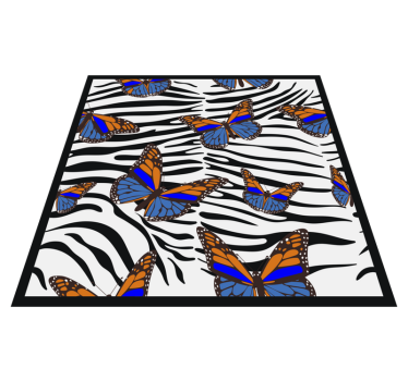 Vlinder zebra patroon vinyl vloerkleed dierenprint - TenStickers