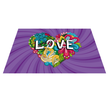 Kleurrijke liefdeillustratie vinyl tapijt zinnen en teksten - TenStickers