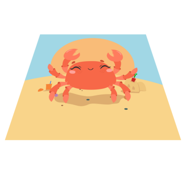 Vrolijke cartoonkrab vinyl tapijt kind - TenStickers