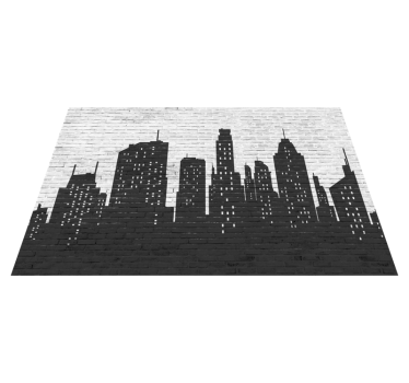 Bakstenen muur skyline tapijt - TenStickers