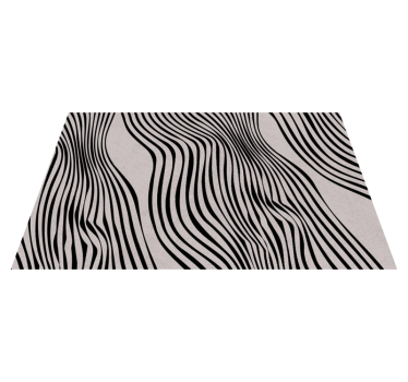 Zwarte abstracte lijnen vinyl tapijt eetkamer - TenStickers