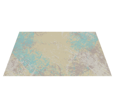 Geel en blauw abstract ontwerp vinyl tapijt eetkamer - TenStickers