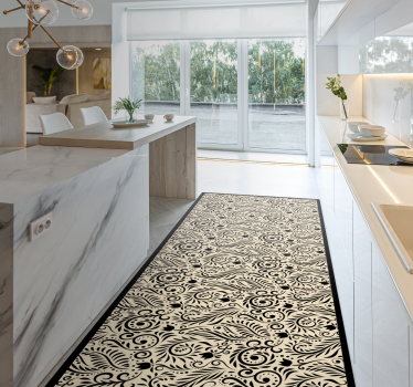 Beige elegant plantenontwerp vinyl tapijt textuur - TenStickers