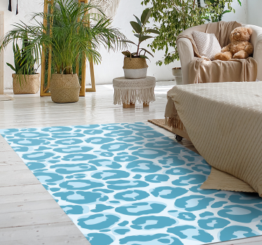 Blauwe giraffevlekken vinyl vloerkleed dierenprint - TenStickers