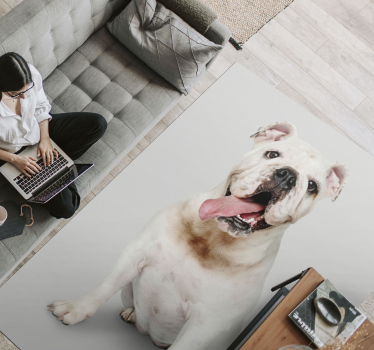 Blij bulldogportret vinyl vloerkleed dierenprint - TenStickers