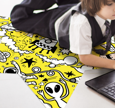 Buitenaardse doodle ster vinyl tapijt kind - TenStickers