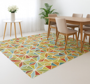 Caleidoscopische geometrische tegel vinyl tapijt eetkamer - TenStickers