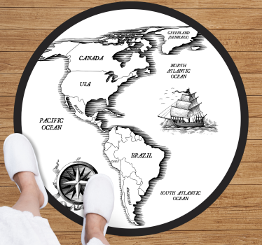 Cartografische elegantie vinyl tapijt wereldkaart - TenStickers
