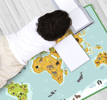 Cartografische verkenning vinyl tapijt wereldkaart - TenStickers