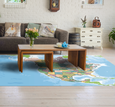 Cartografische weergave vinyl tapijt wereldkaart - TenStickers