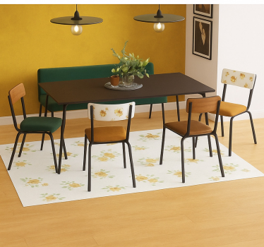 Delicate chintz bloemen vinyl tapijt eetkamer - TenStickers