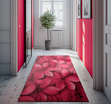Digitale rode bloemen hal vinyl tapijt - TenStickers