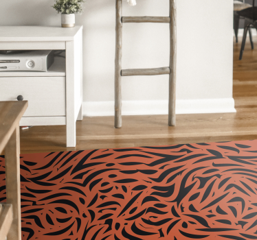 Dynamisch oranje patroon vinyl vloerkleed dierenprint - TenStickers