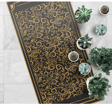 Gouden elegant blad vinyl tapijt hal - TenStickers