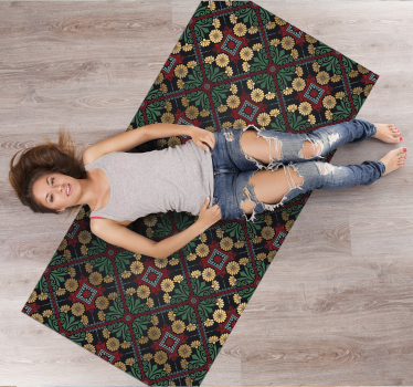 Etnische patroonversiering vinyl tapijt wereldkaart - TenStickers
