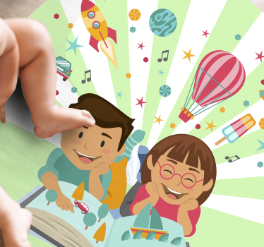 Fantasierijke lectuur vinyl tapijt kind - TenStickers