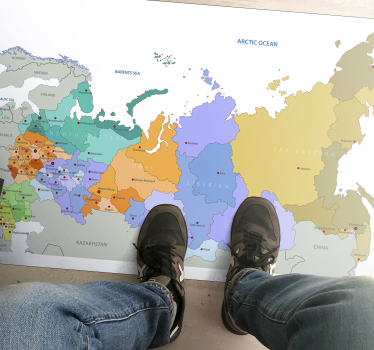 Russische regio's vinyl tapijt wereldkaart - TenStickers