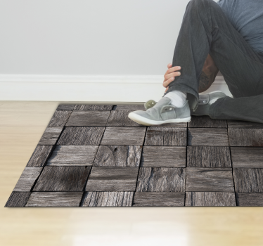 Grijze vierkanten ontwerp vinyl tapijt houtstructuur - TenStickers