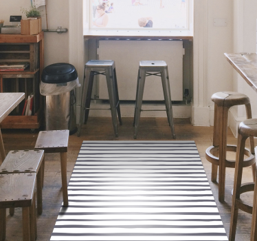 Stijlvol zwart-wit vinyl tapijt eetkamer - TenStickers