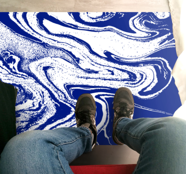 Gewaagde blauwe wervelingen marmeren vinyl tapijt - TenStickers