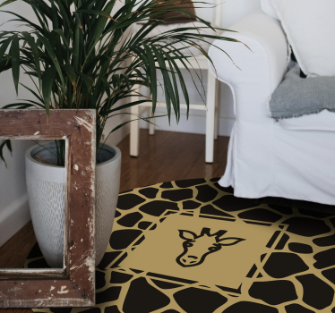 Giraffenpatroon rond vinyl vloerkleed dierenprint - TenStickers