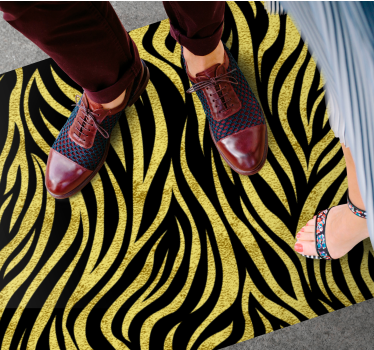 Gouden zebrapatroon vinyl vloerkleed dierenprint - TenStickers