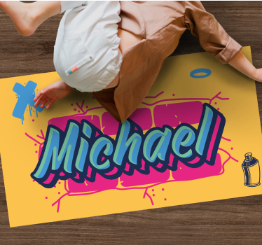 Graffiti aangepaste naam vinyl tapijt meer kinderen - TenStickers