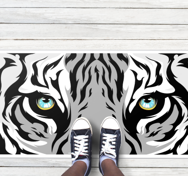 Grafische tijgerblik vinyl vloerkleed dierenprint - TenStickers