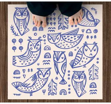 Grillige uilenpatronen vinyl tapijt kind - TenStickers