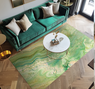 Groene en beige kleuren marmeren vinyl tapijt - TenStickers