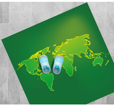 Groene wereld schets vinyl tapijt wereldkaart - TenStickers