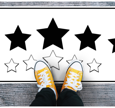 Wit en zwart motief vinyl tapijt sterren - TenStickers